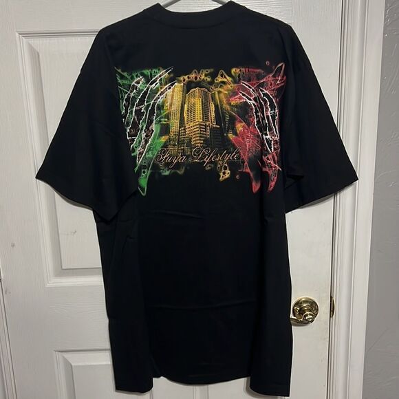 🔥🔥 Near Vintage FUYA LIFESTYLE Y2K “CROWN LION KING” Graphic AOP Tee - Sz 2XL - Picture 4 of 11